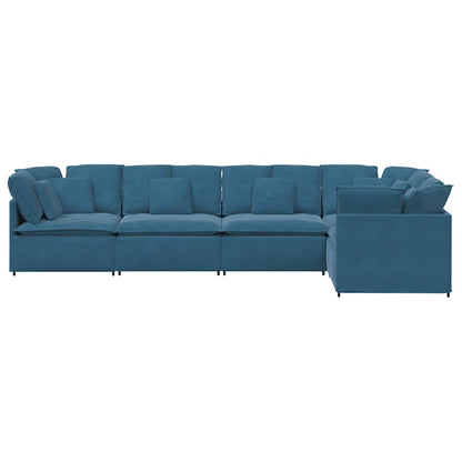 Modulares Sofa mit Kissen Samt Blau
