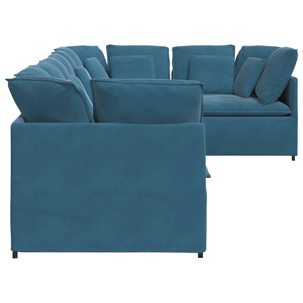 Modulares Sofa mit Kissen Samt Blau