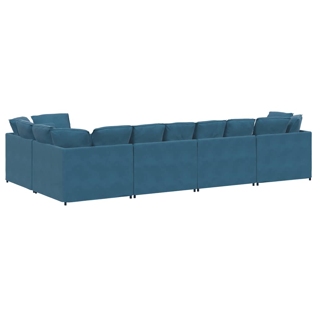 Modulares Sofa mit Kissen Samt Blau