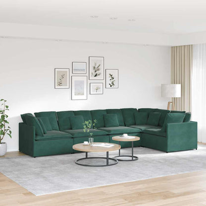Modulares Sofa mit Kissen Samt Dunkelgrün