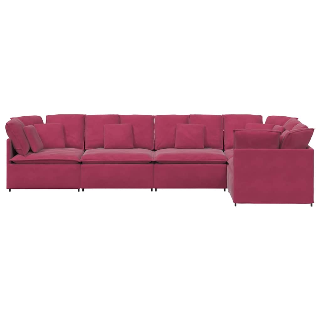 Modulares Sofa mit Kissen Samt Weinrot