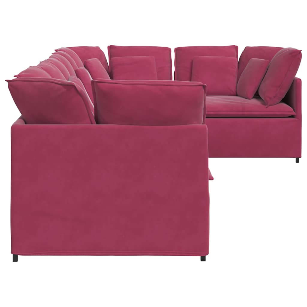 Modulares Sofa mit Kissen Samt Weinrot