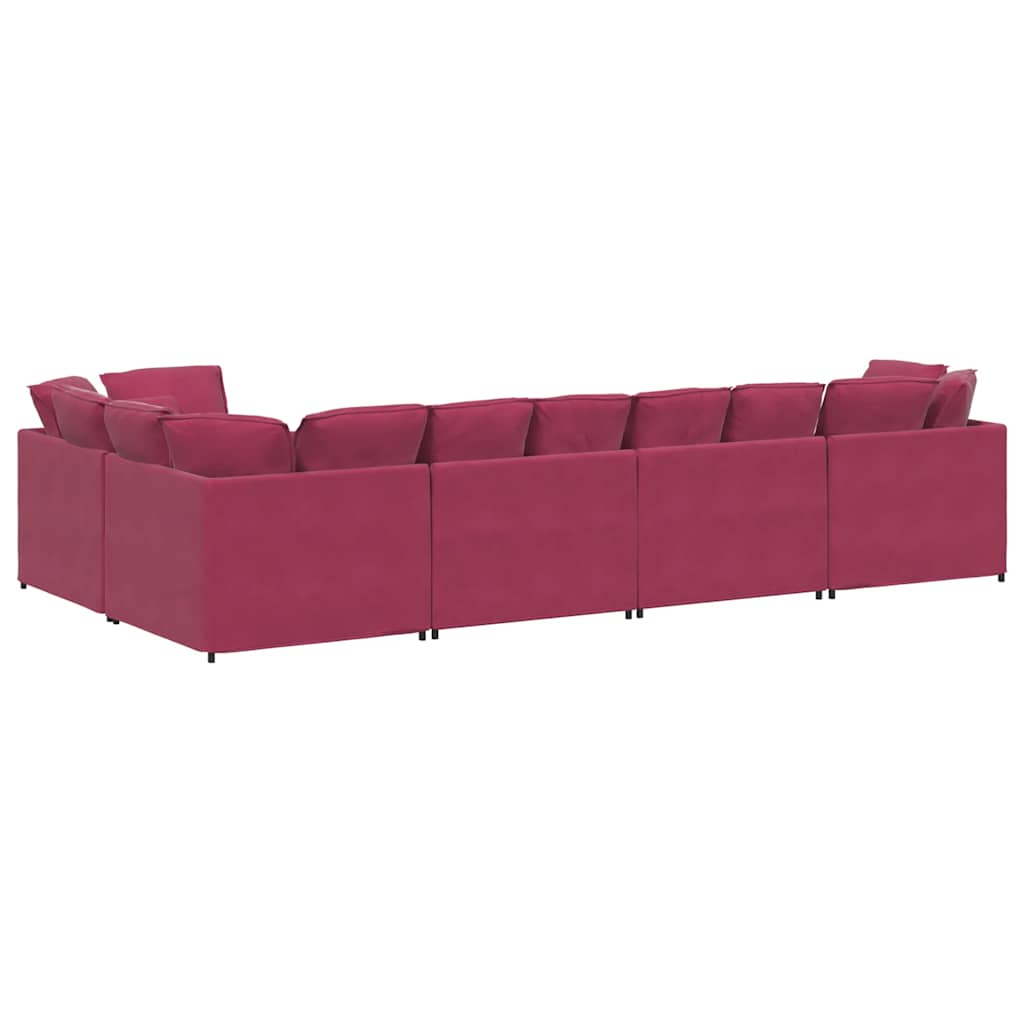 Modulares Sofa mit Kissen Samt Weinrot