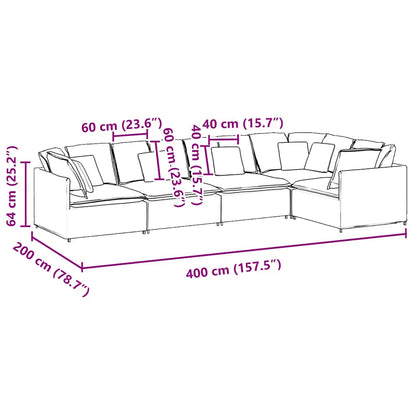 Modulares Sofa mit Kissen Samt Weinrot