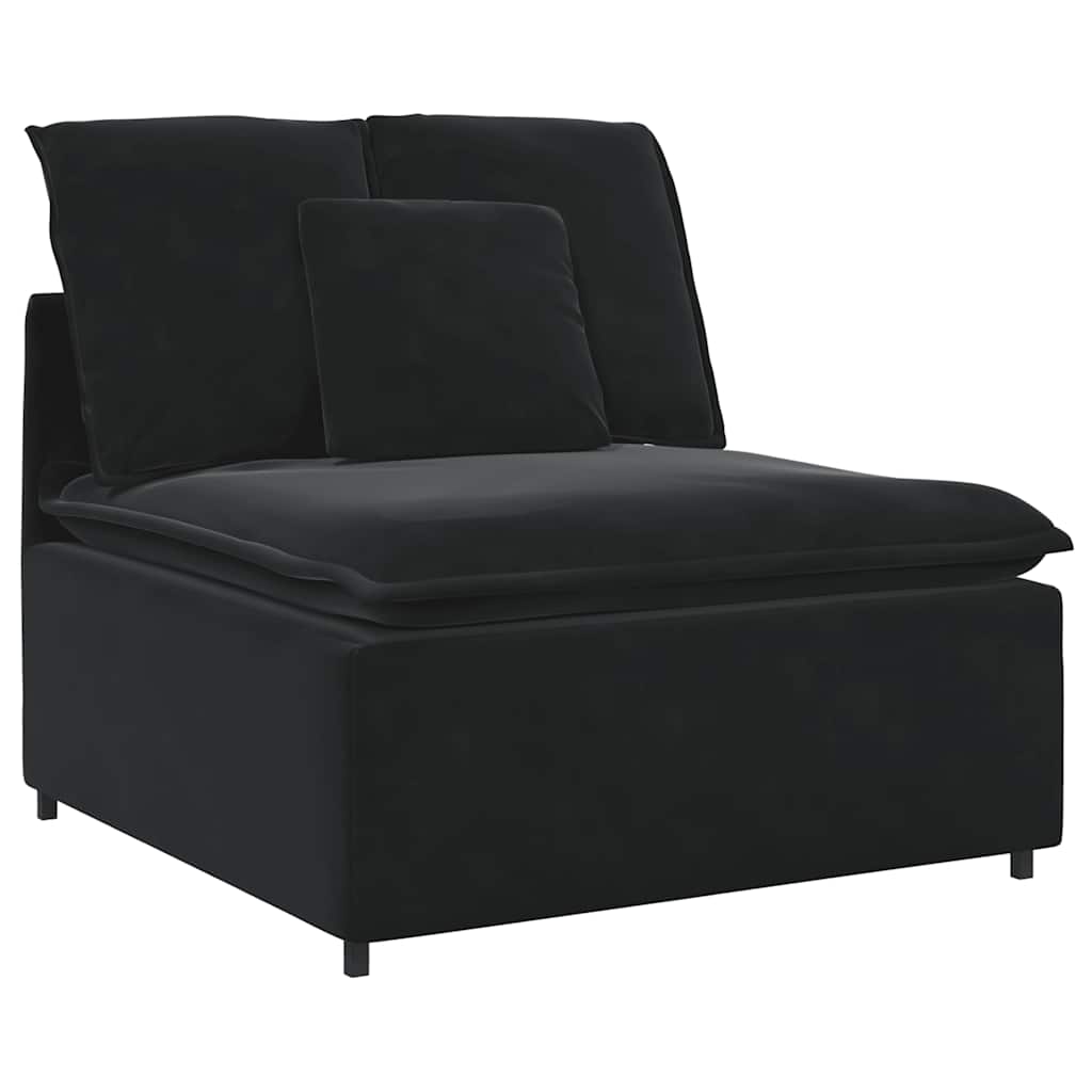 Modulares Sofa mit Kissen Samt Schwarz