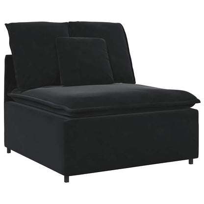 Modulares Sofa mit Kissen Samt Schwarz