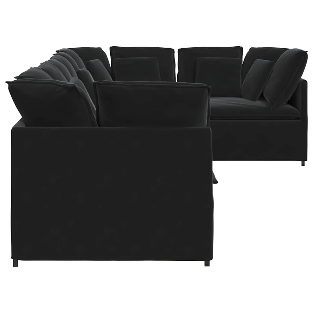 Modulares Sofa mit Kissen Samt Schwarz