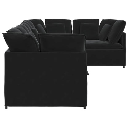 Modulares Sofa mit Kissen Samt Schwarz