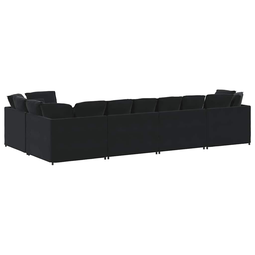 Modulares Sofa mit Kissen Samt Schwarz