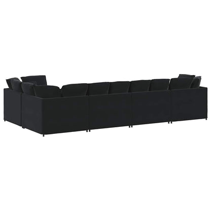 Modulares Sofa mit Kissen Samt Schwarz