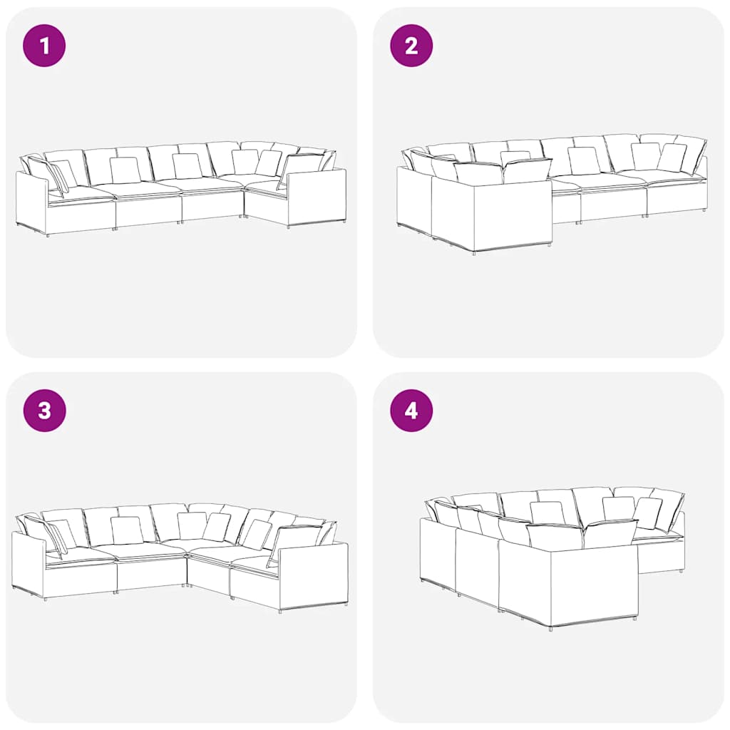Modulares Sofa mit Kissen Samt Schwarz