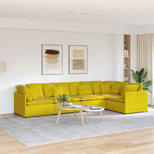 Modulares Sofa mit Kissen Samt Gelb