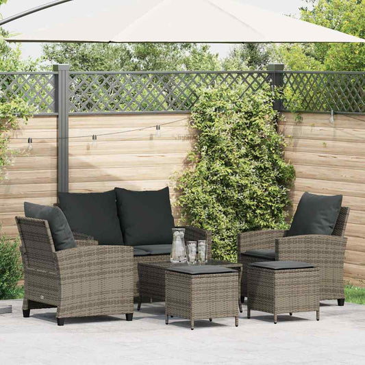 6 dele Havesofasæt med puder Grå polyrattan