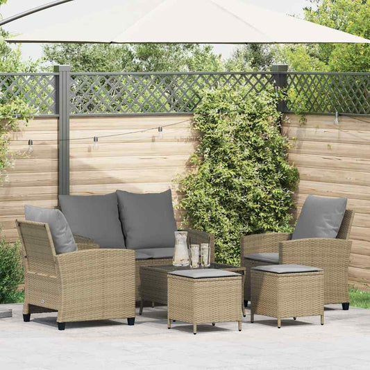 6-delt sæt Havesofasæt med puder Beige polyrattan