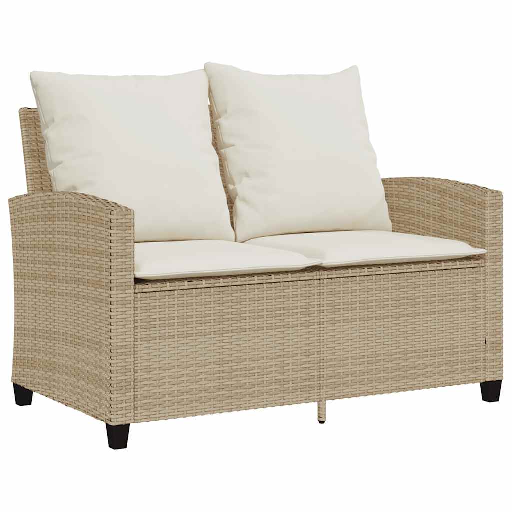6-tlg. Garten-Sofagarnitur mit Kissen Beige Poly Rattan