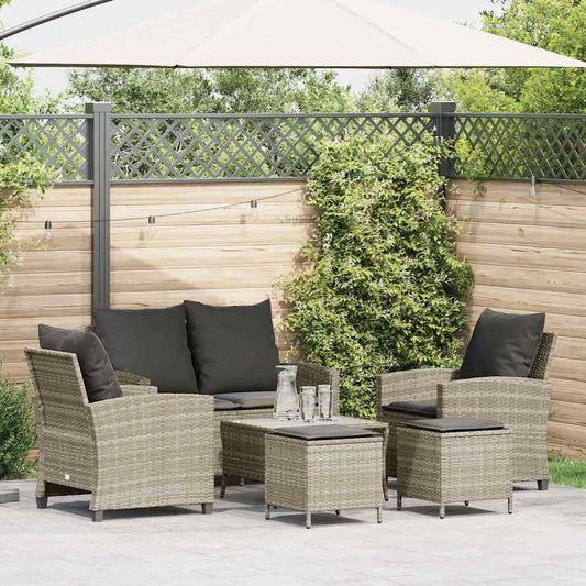 6-delt sæt Havesofasæt med puder Lysegrå polyrattan