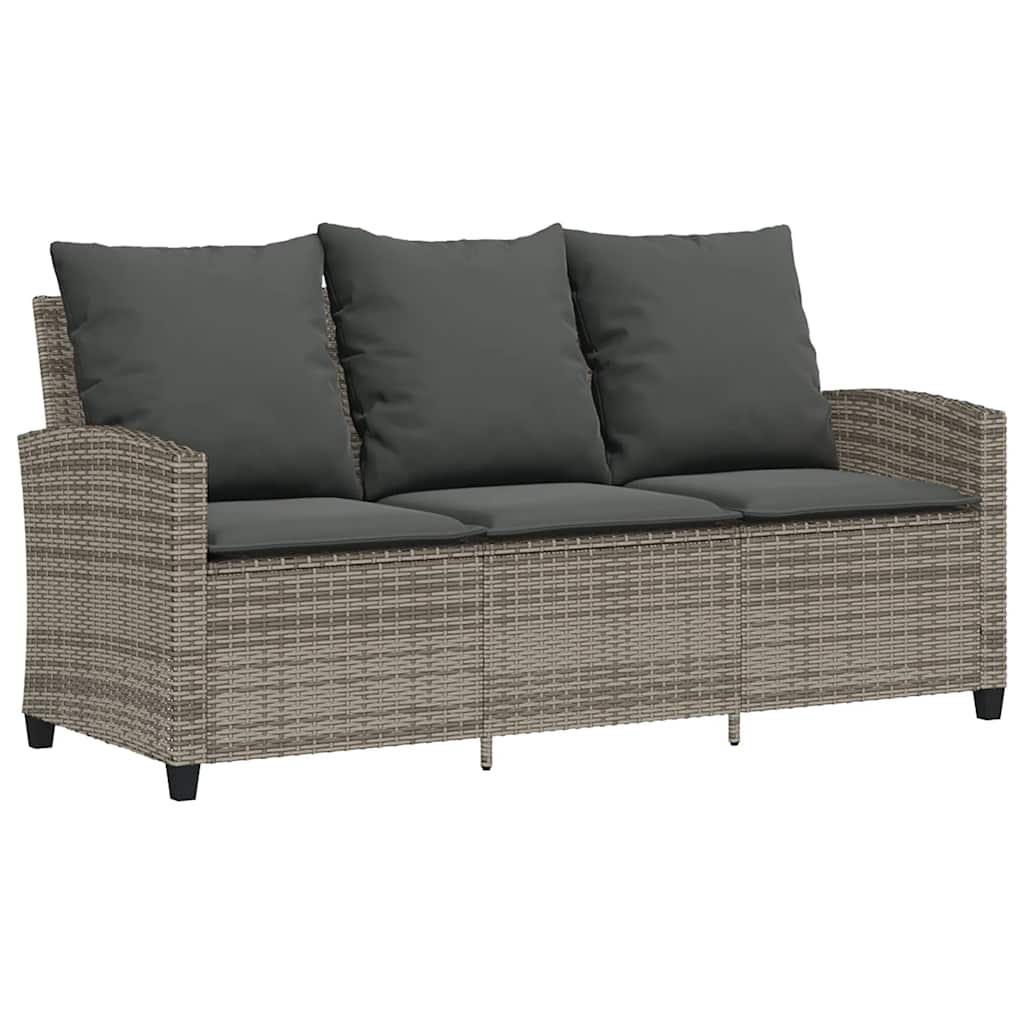 6-tlg. Garten-Sofagarnitur mit Kissen Grau Poly Rattan
