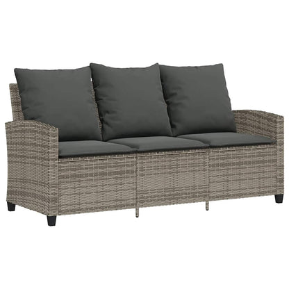 6-tlg. Garten-Sofagarnitur mit Kissen Grau Poly Rattan