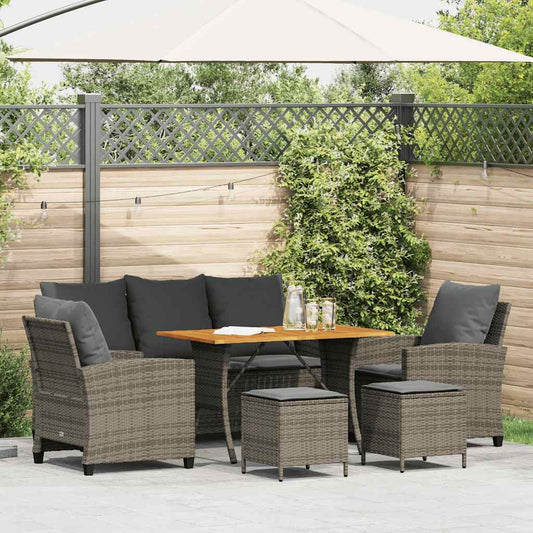 6 dele Havesofasæt med puder Grå polyrattan