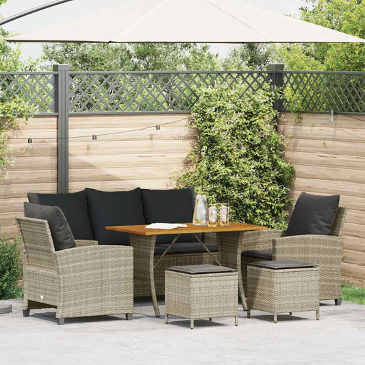6-delt sæt Havesofasæt med puder Lysegrå polyrattan