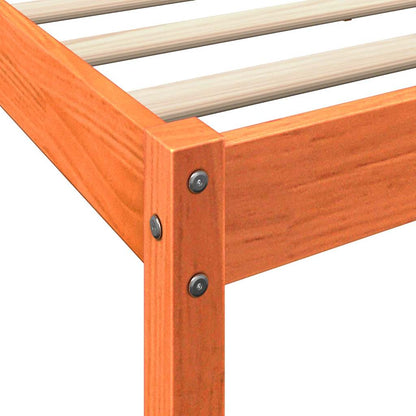 Massivholzbett mit Regal ohne Matratze Wachsbraun 200x200 cm