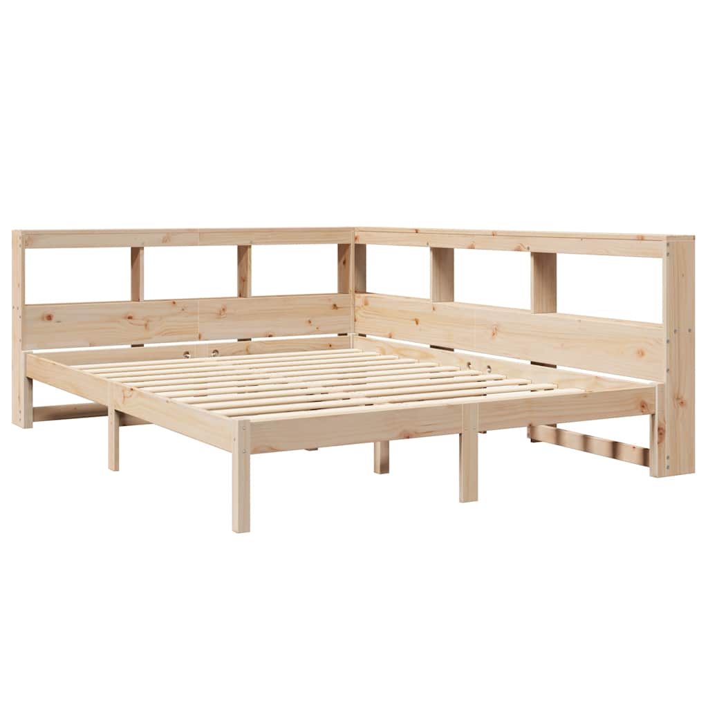 Massivholzbett mit Regal ohne Matratze 140x200 cm Kiefernholz