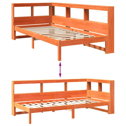 Massivholzbett mit Regal ohne Matratze Wachsbraun 90x200 cm
