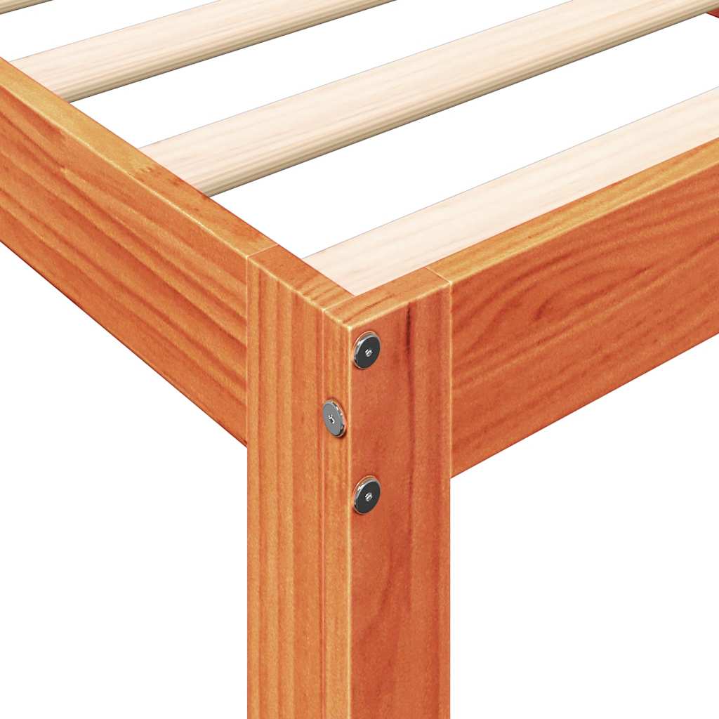 Massivholzbett mit Regal ohne Matratze Wachsbraun 180x200 cm