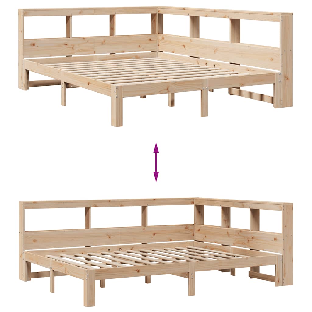 Massivholzbett mit Regal ohne Matratze 140x200 cm Kiefernholz