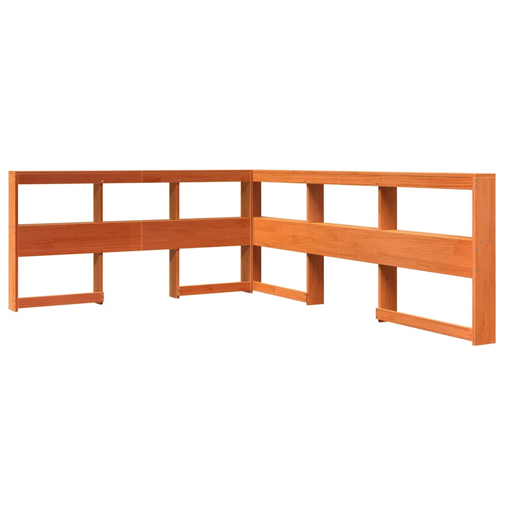 Massivholzbett mit Regal ohne Matratze Wachsbraun 140x190 cm