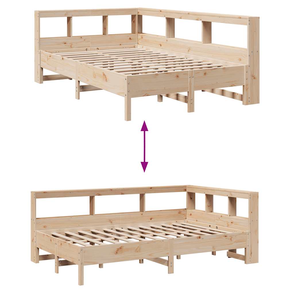 Massivholzbett mit Regal ohne Matratze 140x200 cm Kiefernholz
