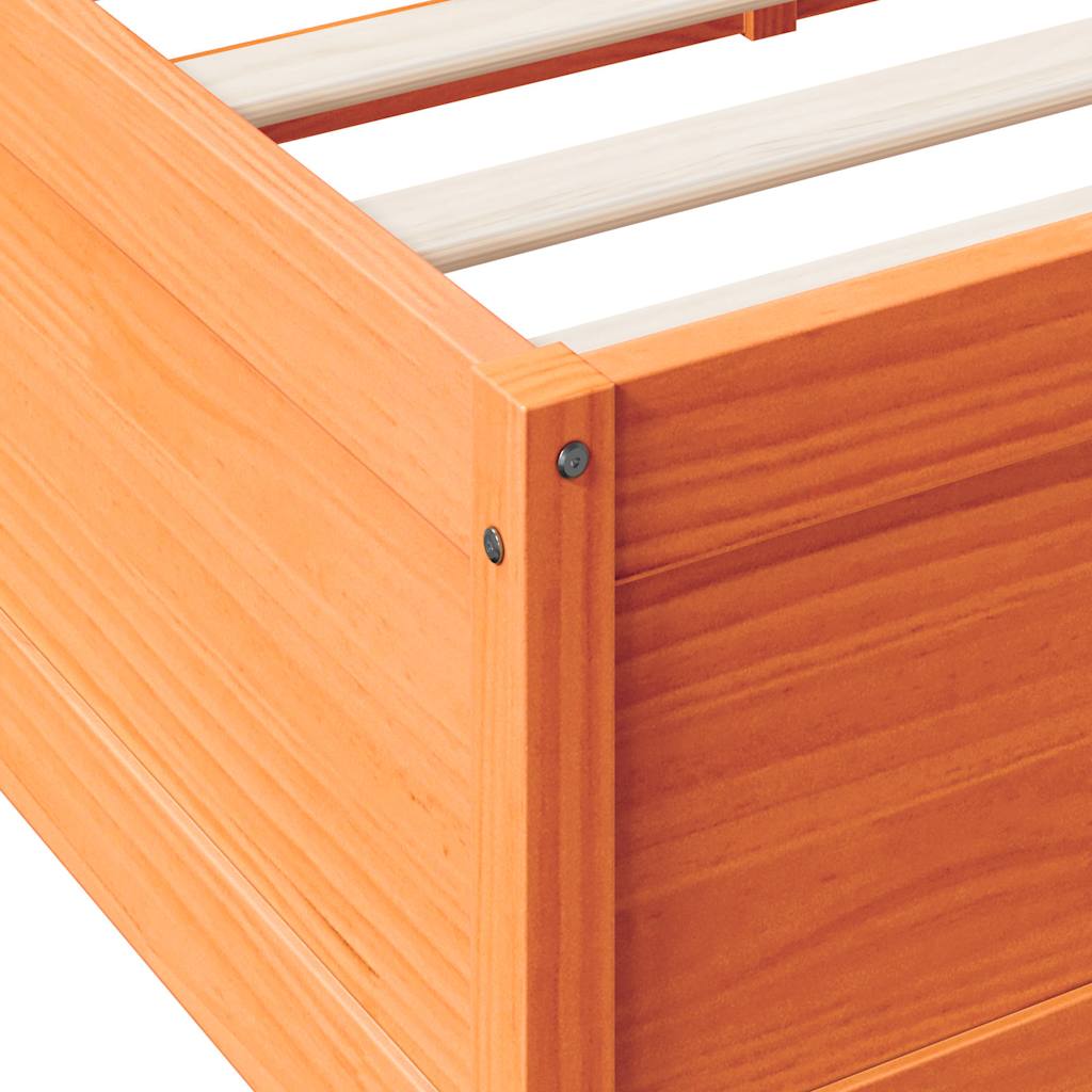 Massivholzbett mit Regal ohne Matratze Wachsbraun 200x200 cm