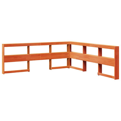 Massivholzbett mit Regal ohne Matratze Wachsbraun 200x200 cm