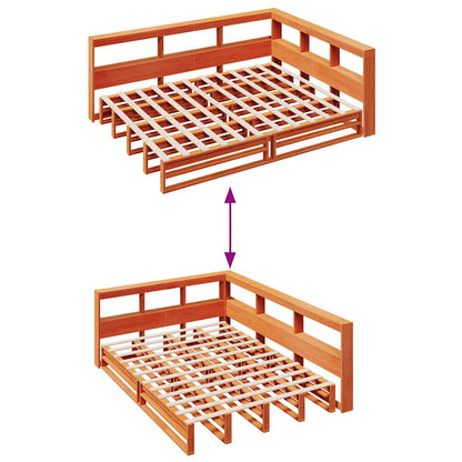Massivholzbett mit Regal ohne Matratze Wachsbraun 140x190 cm