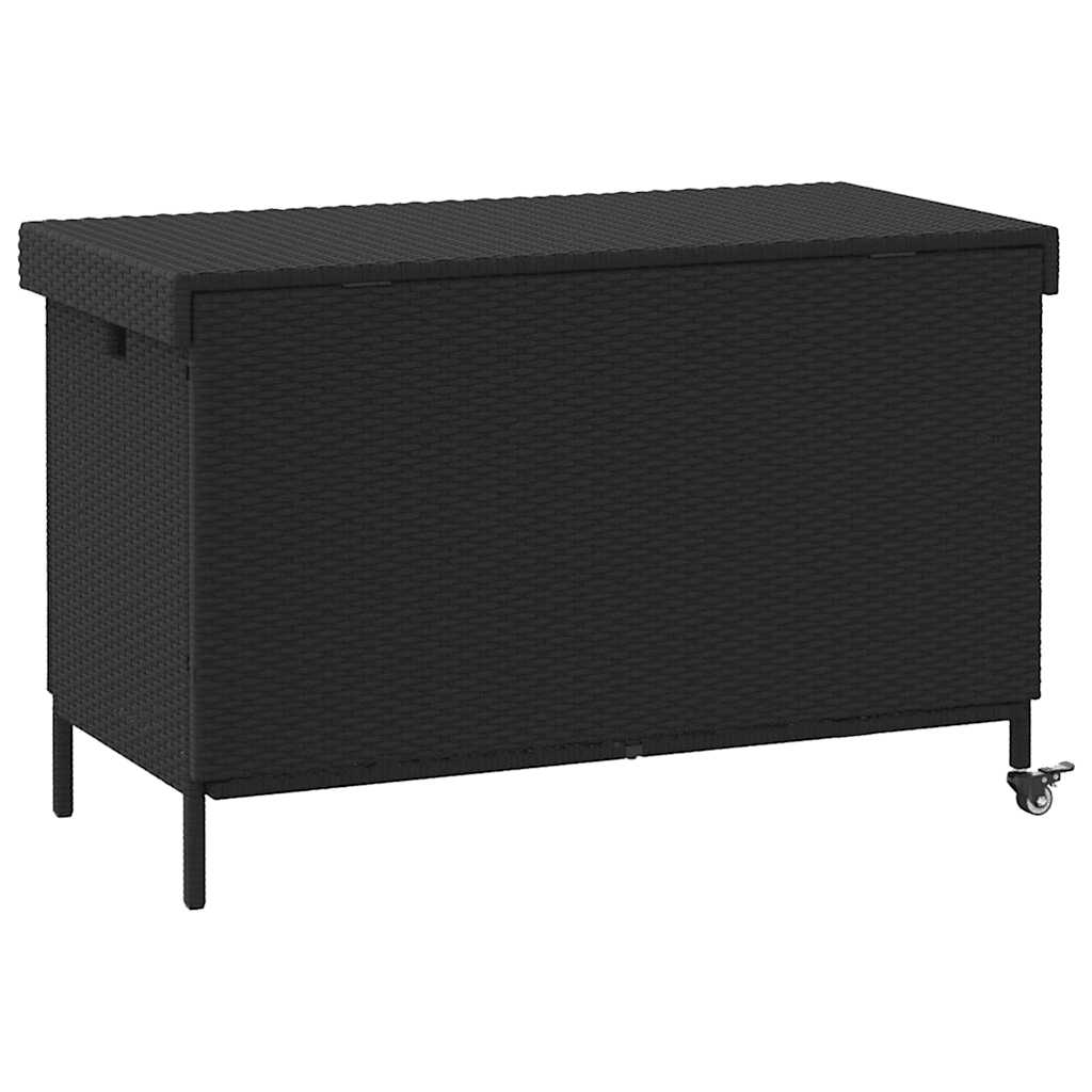 Gartentruhe mit Rollen Schwarz 110x55x73 cm Poly Rattan