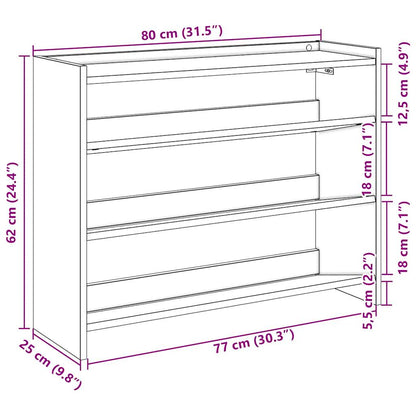 Schuhregal Braun Eichen-Optik 80x25x62 cm Holzwerkstoff