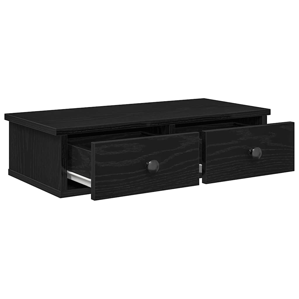 Wandregal mit Schubladen Schwarz 60x28x15 cm Holzwerkstoff