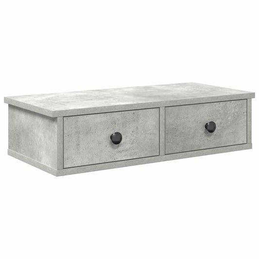 Wandregal mit Schubladen Betongrau 60x28x15 cm Holzwerkstoff