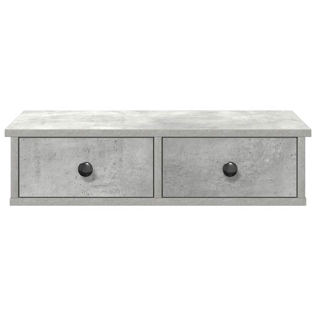 Wandregal mit Schubladen Betongrau 60x28x15 cm Holzwerkstoff