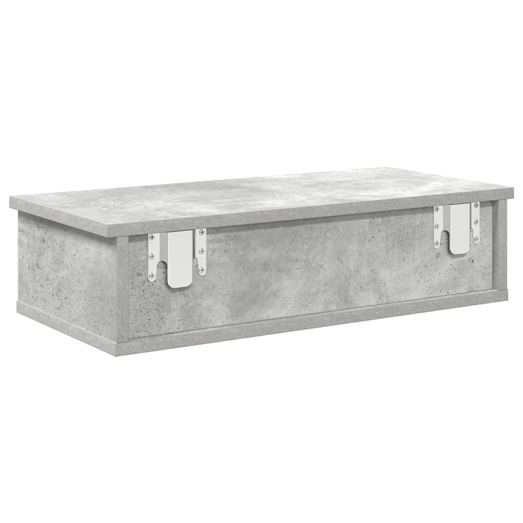 Wandregal mit Schubladen Betongrau 60x28x15 cm Holzwerkstoff