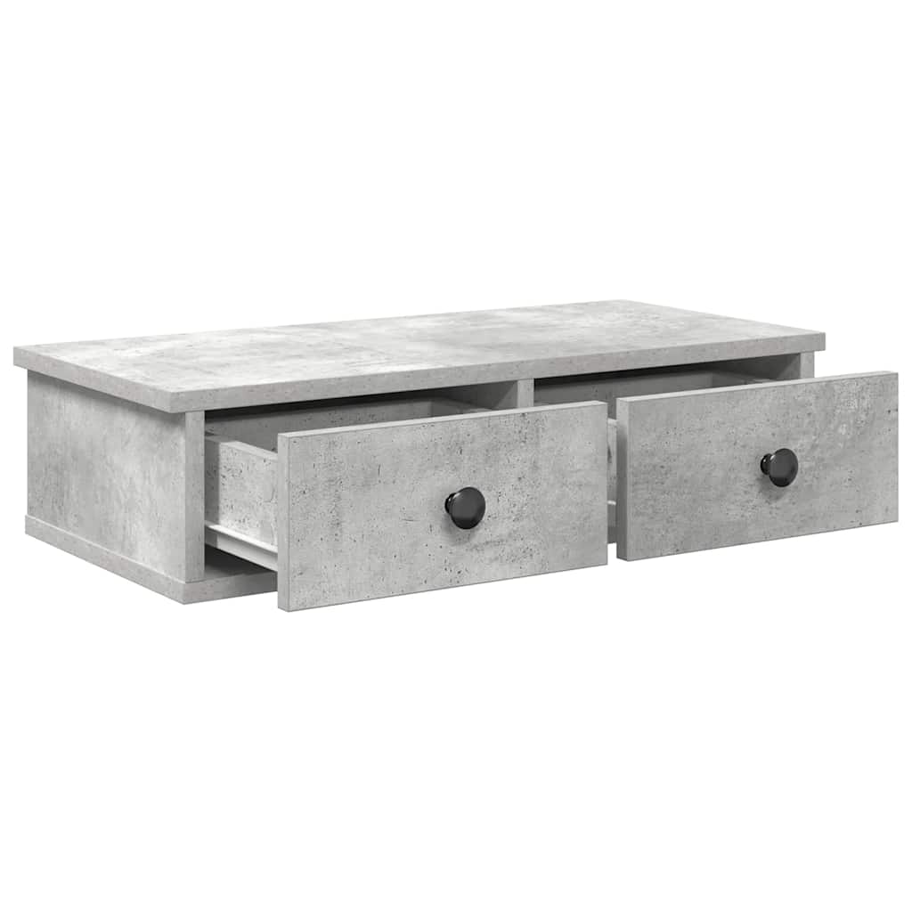Wandregal mit Schubladen Betongrau 60x28x15 cm Holzwerkstoff