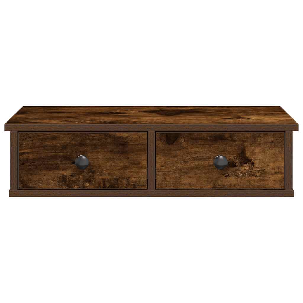 Wandregal mit Schubladen Räuchereiche 60x28x15 cm Holzwerkstoff