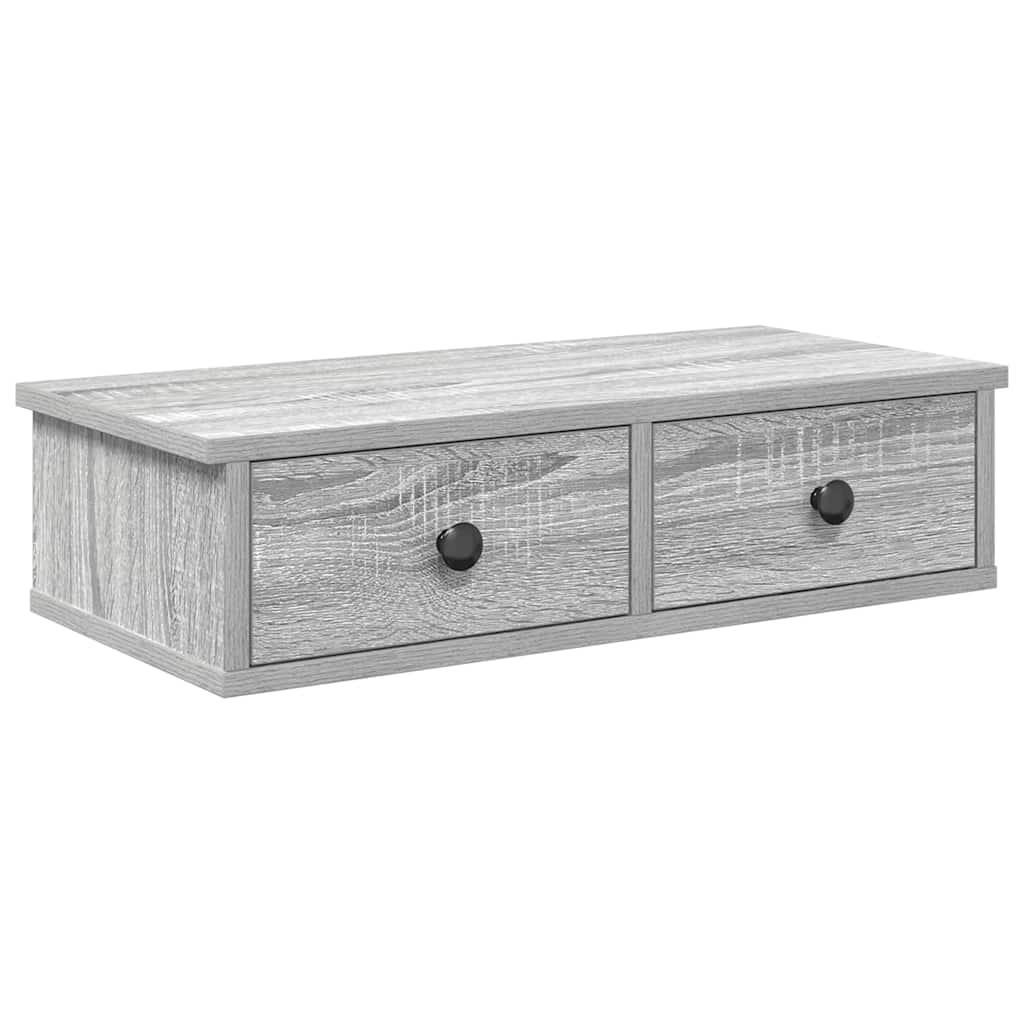 Wandregal mit Schubladen Grau Sonoma 60x28x15 cm Holzwerkstoff