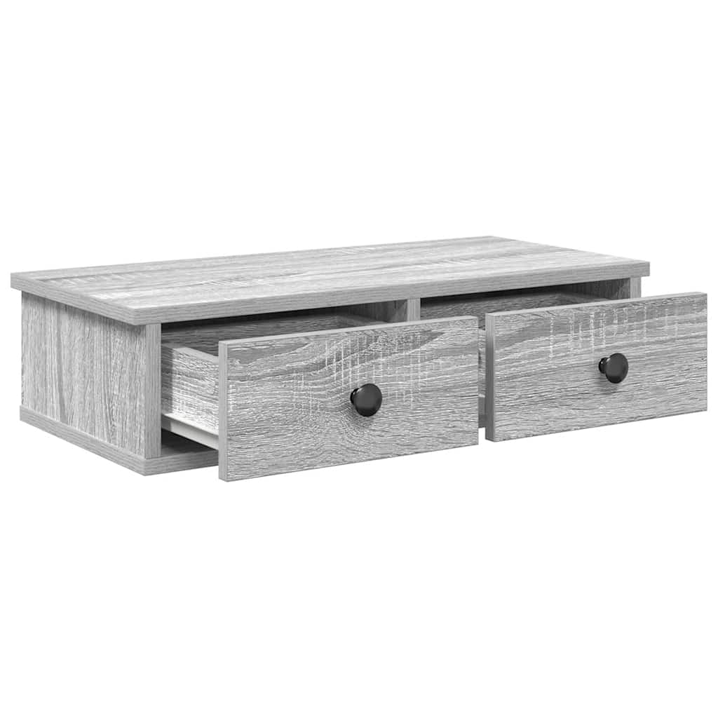 Wandregal mit Schubladen Grau Sonoma 60x28x15 cm Holzwerkstoff