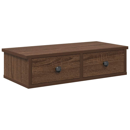 Wandregal mit Schubladen Braun Eiche 60x28x15 cm Holzwerkstoff