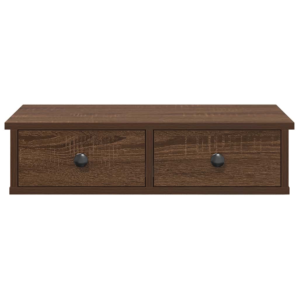 Wandregal mit Schubladen Braun Eiche 60x28x15 cm Holzwerkstoff
