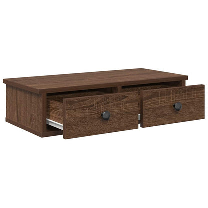 Wandregal mit Schubladen Braun Eiche 60x28x15 cm Holzwerkstoff