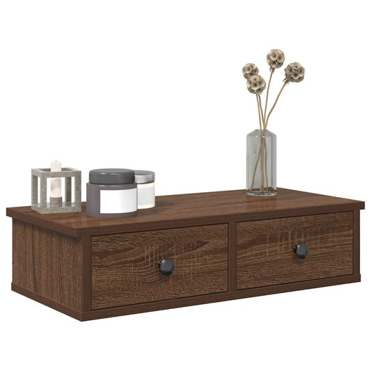 Wandregal mit Schubladen Braun Eiche 60x28x15 cm Holzwerkstoff