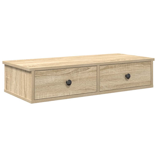 Wandregal mit Schubladen Sonoma-Eiche 80x34x17 cm Holzwerkstoff