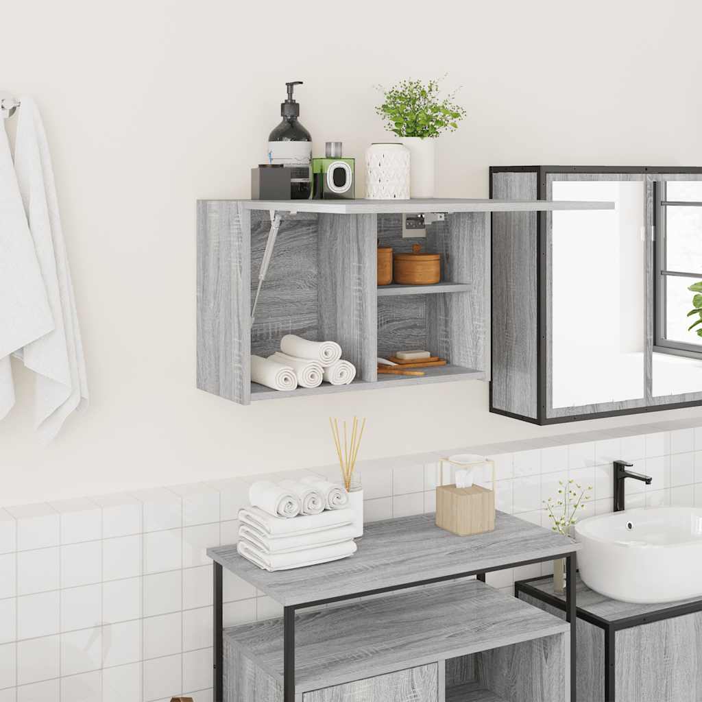 Bad-Wandschrank Grau Sonoma 60x25x40 cm Holzwerkstoff